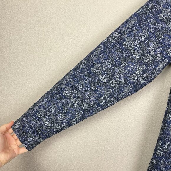 Express Men's Small Liberty Fabric Long Sleeve Collared Dress Shirt Blue Floral - Picture 2 of 14